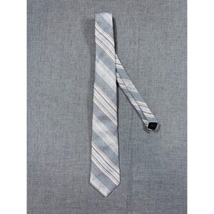 Vintage Mervyns Collection Tie Blue Gray Striped Polyester Classic USA